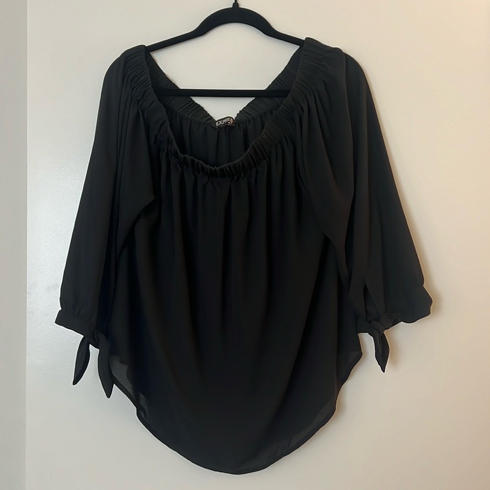 Express strapless black swing top size large